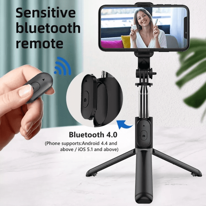 selfie stick with sensitive blutooth remote